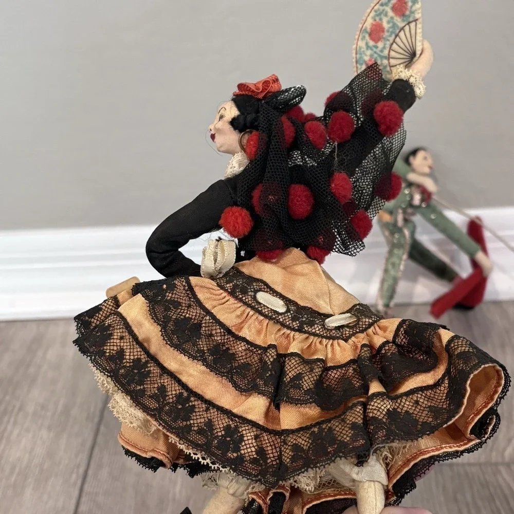 Vintage 1950s 1960s Klumpe Roldan Doll Lot of 2 Woman Bull Fighting Matadors